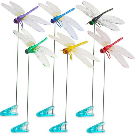 6 pièces Libellules Réalistes 3D avec Clips, Ornement pour Terrasse et Balcon (1/5)