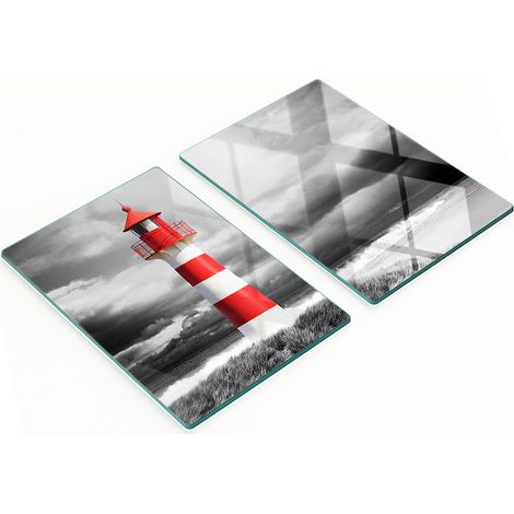 Tablas decorativas de cristal para cortar y servir con dise帽o de faro, 2x40x52 cm