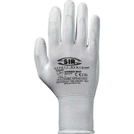 SIR SAFETY SYSTEM SPANDEX GRIP Gants de protection mécanique enduits blanc Taille XS-6 Lot de 12 paires