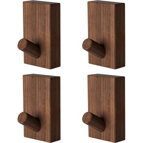 Crochet mural en bois de noyer et de hêtre nordique for manteau, vêtements d'entrée, jupe, chapeau, poinçon conique, décoration d'hôtel, porte-robe(Walnut 4pcs) (1/4)