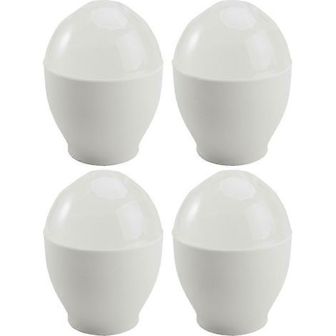 4er-Set Mikrowellen-Eierkocher, Eierpochierbecher, Küchenzubehör – 9,50 x 6,50 x 6,50 cm – Weiß (1/4)