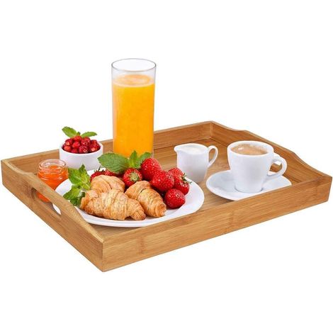 Plateau de service en bambou avec poignées 37x26 cm