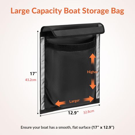 Filet de Rangement Adhésif pour Bateau, Pochette Auto-agrippante Porte-gobelet Étanche, Sac de Rangement Nautique Portable Extérieur, Noir 43,2 x 32,8 cm (1/5)