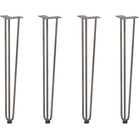 Pieds en épingle à cheveux pour consoles, lot de 4, acier naturel, 72 cm, acier massif (1/5)