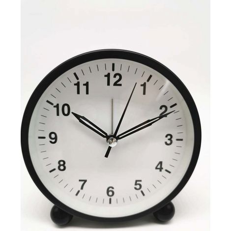 Réveil rond, réveil de bureau pour étudier, horloge à quartz analogique (1/3)