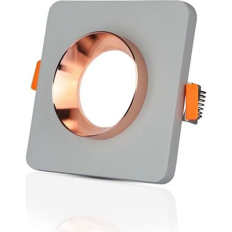 V-TAC Portafaretto LED da Incasso GU10 in Gesso Quadrato Grigio Finitura Oro Rosa (1/5)