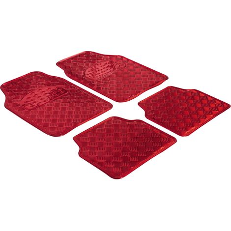 Tapis de voiture en caoutchouc Plaque de contrôle métallique look rouge maxi (1/5)