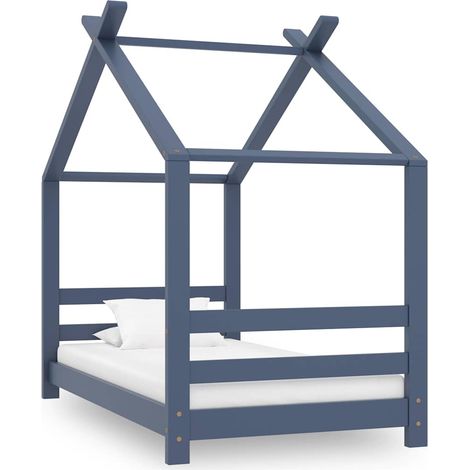 Cadre de lit d'enfant Gris Bois de pin massif 70x140 cm (1/5)