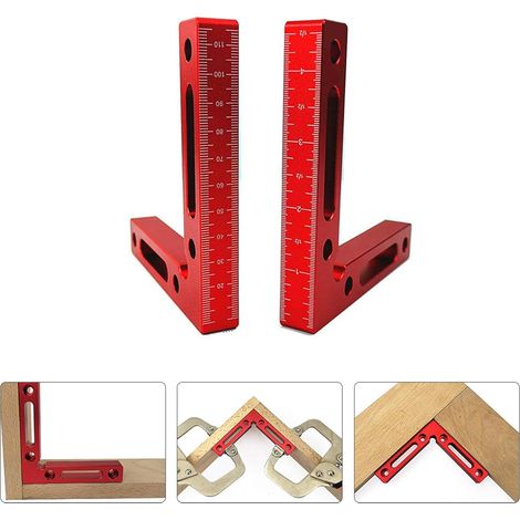 Équerres de positionnement à 90 degrés en alliage d'aluminium, carré de serrage 12 x 12 cm, pinces à angle droit, outil de menuiserie pour le serrage de boîtes, cadres et armoires d'étagère.