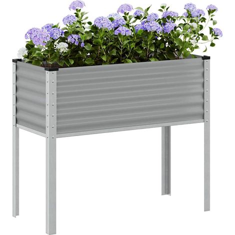 Pflanzkübel Grau 100x45x90 cm Stahl