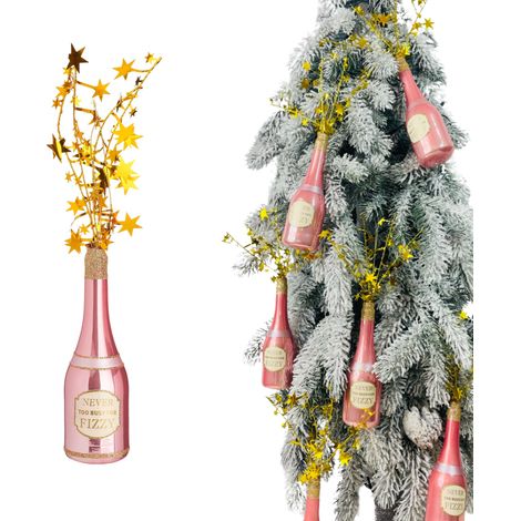 Pallina di vetro a forma di bottiglia di champagne che esplode, rosa, 27 cm (1/5)