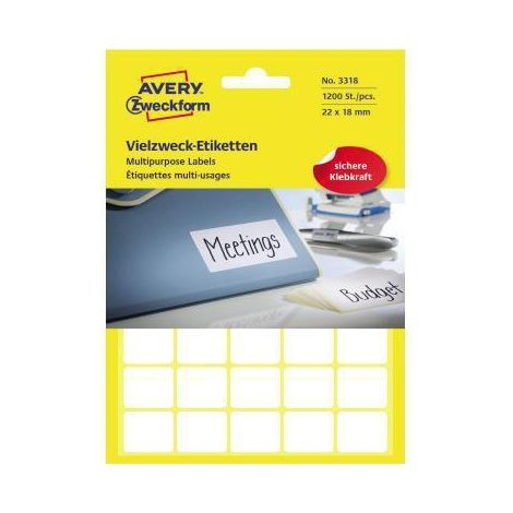 Avery Zweckform Vielzwecketikett 3318 22x18mm weiß 1.200 St./Pack. (1/4)