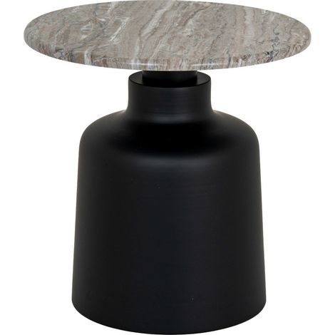 Oura Round Side Table - Metal - L47 x W47 x H48 cm - Black