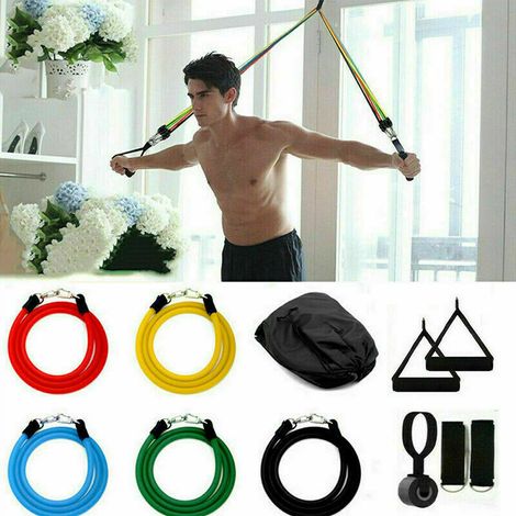 Set bande elastiche fasce di resistenza fitness allenamento maniglie palestra