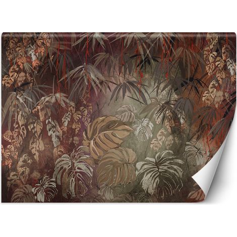 Fototapete Bemalte tropische Dschungelblätter 300x210 cm (1/5)
