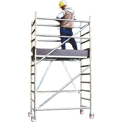 Echafaudage roulant aluminium 1 plateau - Hauteur de travail maximum 3.84m - EURXHDP-1
