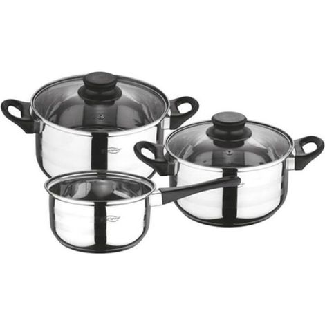 Batterie de cuisine - San Ignacio - Acier inoxydable - 5 pièces - Couvercle en verre avec soupape de sécurité (1/4)