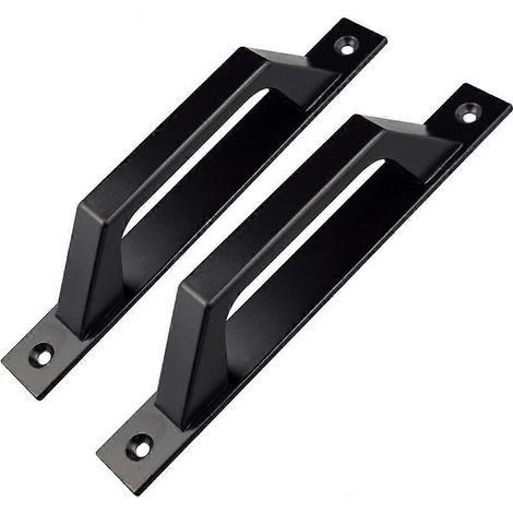 Lot de 2 poignées de porte en forme de D pour porte de jardin en bois, 200 mm, noires (1/5)