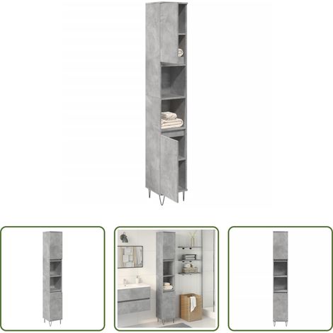vidaXL Armoire béton - Armoire de salle de bain gris béton 30x30x190 cm (1/5)