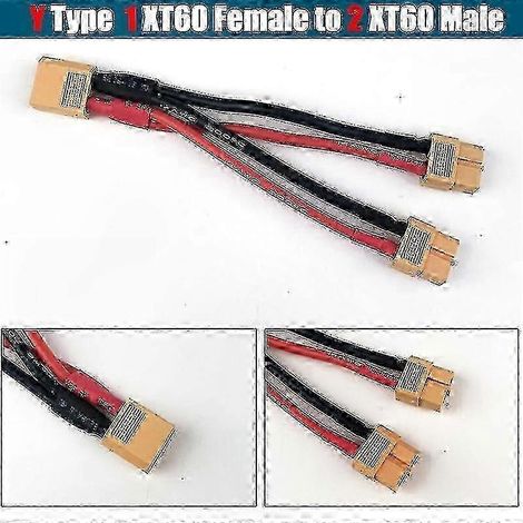 Doppelter XT60-Parallelstecker mit 14AWG-Silikonkabel, Y-Verlängerungskabel für Stecker und Buchse, Batterieadapter (1/5)