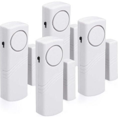Alarme sans fil anti-intrusion pour porte et fenêtre – Lot de 4 – 100 dB – Installation facile avec bandes adhésives – Sécurise votre maison (1/4)