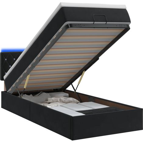Maison Exclusive - Lit coffre avec matelas et LED Noir 100 x 200 cm Velours (1/5)