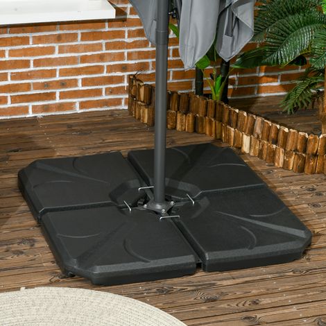 Lot de 4 pieds de parasols poids de supports pour parasol poids de lestage carré pour parasol déporté polyéthylène