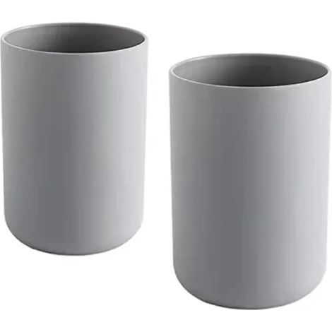 Gobelets à Dents 2 pièces, Porte-brosses à Dents de Salle de Bain, Tasse, Plastique Coupe 300ml (Gris et Gris) (1/4)