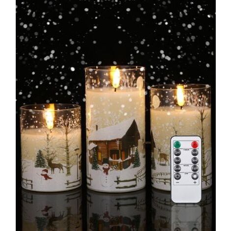 3PCS Bougie LED Flamme Vacillante, bougie led telecommande, fausse bougie mit Minuterie, bougie electrique, décoration noel, Bougie Noel,Bougies Led Sans Flamme pour Anniversaire, Mariage, Table [Clas (1/5)