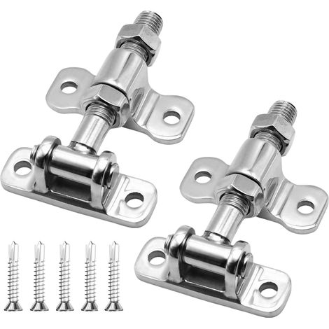 Lot de 2 charnières de portail réglables M16 x 105 mm - Charnières robustes avec 5 vis M4,8 - En acier inoxydable - Pour fermes, portails ranchs, doubles poteaux de clôture, portails de cour (1/5)