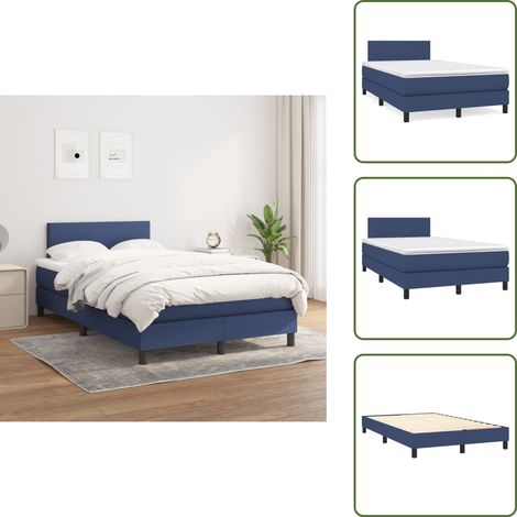 Letto con materasso a molle insacchettate - vidaXL Giroletto a Molle con Materasso Blu 120x200 cm in Tessuto - Letto con supporto medio-duro