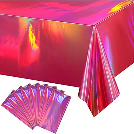 8 nappes en plastique rose perle, nappes rectangulaires jetables découpées au laser, décorations de fête, dimensions : 54 x 108 pouces. (1/5)