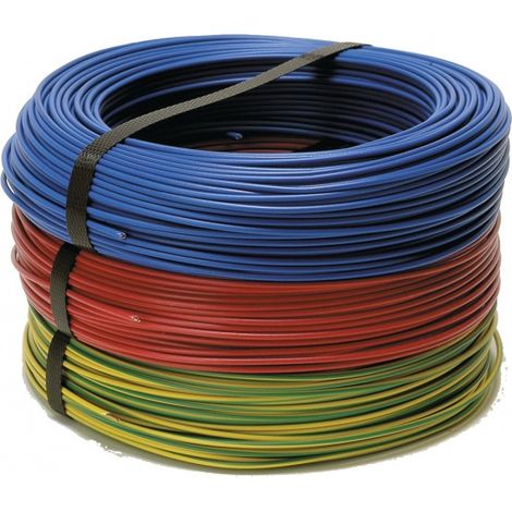 Electraline – Câble électrique H07V-U 1x1.5mm² 10m bleu – Conducteur rigide en cuivre – Pour installations en conduit apparent ou encastré (1/2)