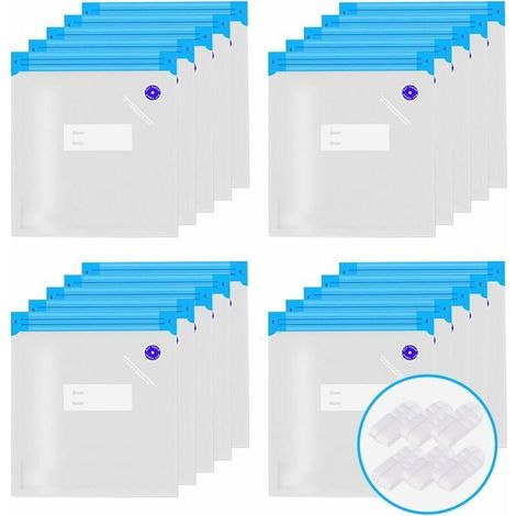 20 PCS Sac Sous-vide Réutilisables Sacs de Conservation Sacs Sous-vide Alimentaires Sac Congelation Sac Stockage pour Fruits Légumes Viande Poissons Pain avec Clip d'étanchéité 30x34cm (1/5)