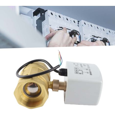 AC220V DN50 2" pouces 2‑Voie 3‑Vanne à bille motorisée électrique en laiton et fil de fer (1/5)