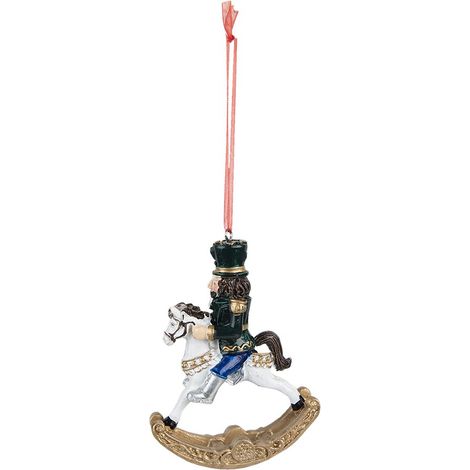 Suspension de Noël Casse-Noisette Boule de Sapin en Plastique Vert et Blanc 10 cm - PANGIVO