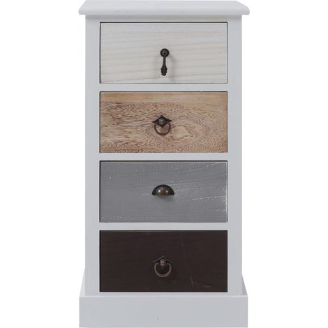 Rebecca Mobili Cassettiera Comodino Mobile 4 Cassetti Bianco Marrone 69x37x27 (1/5)