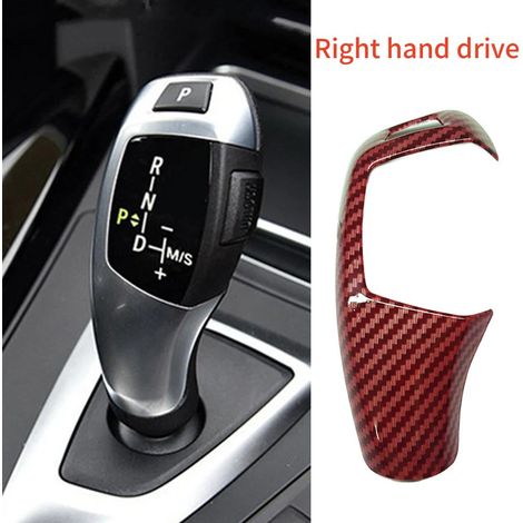 (Fibre de carbone rouge) Cache-poignée de levier de vitesse en ABS, compatible avec BMW Série 1, 2, 3, 4, 5, X3, X4, X5, X6, F30, F10, F32, F25, F15, F16 (1/4)