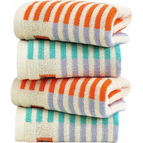 Lot de 4 serviettes de bain, 100 % coton, séchage rapide, ultra-absorbantes, légères, douces et multicolores, 33,8 x 73,7 cm, 13 (1/5)