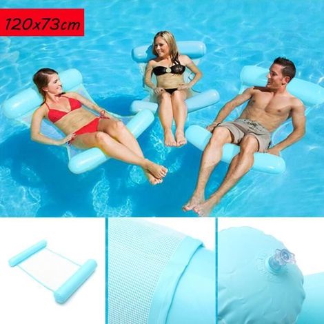 TEMPSA Bouée Flottant Gonflable Hamac en maille de l'eau Pliable Fauteuil inclinable 120x70cm (1/4)