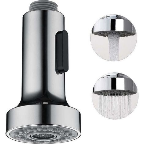Douchette pour Robinet Cuisine Douchette 2 Modes Tête Robinet Cuisine Douchette Remplacement Douchette pour Rétractable Mitigeur Cuisine,Chromé,G1/2 (1/3)