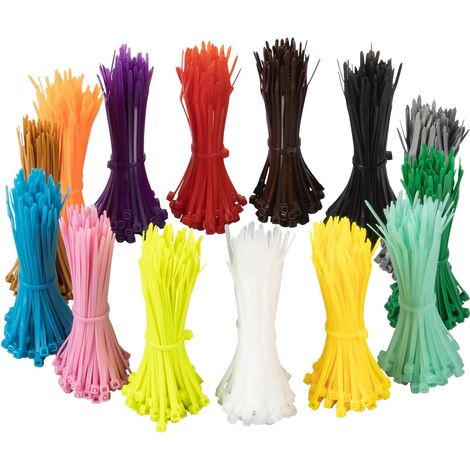 1400 Pièces Attaches de Câble Colorées, 14 Couleurs Différentes, 3mm x 100mm, Cable Mangament pour Maison, Bureau, Jardin, Garage, Atelier, (1/5)