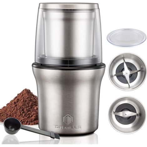 Le moulin à épices et à café électrique DM-7412M, le moulin et le hachoir, le gobelet amovible, le couteau sans lavage et la tasse sans lavage sont en acier inoxydable SUS304 (1/5)