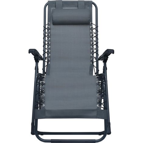 Chaise pliable de terrasse Gris Textilène (1/5)