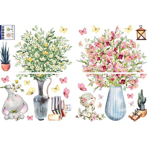 BEBUSINGOTO Un lot de Stickers Muraux fleurs aniamux papillons Autocollant Mural Décoration Murale pour Salon Bureau Chambre (1/5)