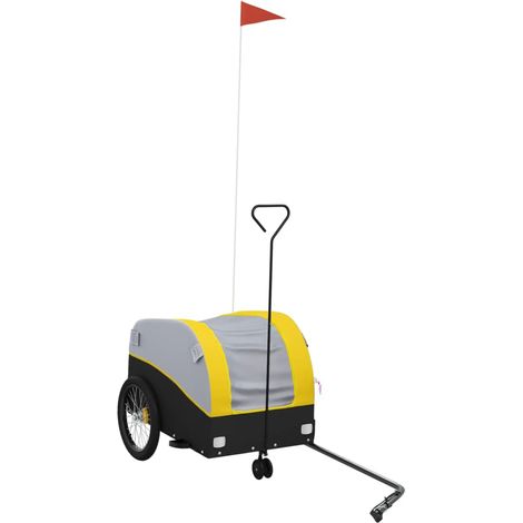 Remorque de vélo noir et jaune 30 kg fer