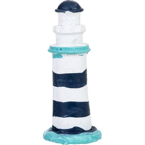 Figura de decoración faro de resina azul 3x3x8h cm