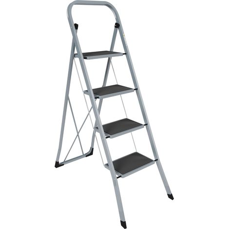 Escabeau Pliable, Marchepied Antidérapant, 150kg, Gris, 83x47x52cm, 4 Marches (1/5)
