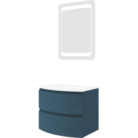 Meuble de salle de bain suspendu 70 cm en bois bleu pétrole avec vasque - Arona - Standard (1/4)