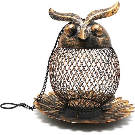 Kolibri-Futterhaus mit dekorativem Eulenmotiv, robustes Hänge-Futterhaus aus Metall für den Garten (1/5)